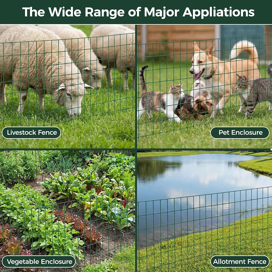 Chicken Wire Fence ,1.02m x 10m PVC Coated Fencing Roll, Heavy Duty Garden Wire Mesh Galvanized Steel , Easy Installation for Garden Fencing,Poultry Coops, Plant Support