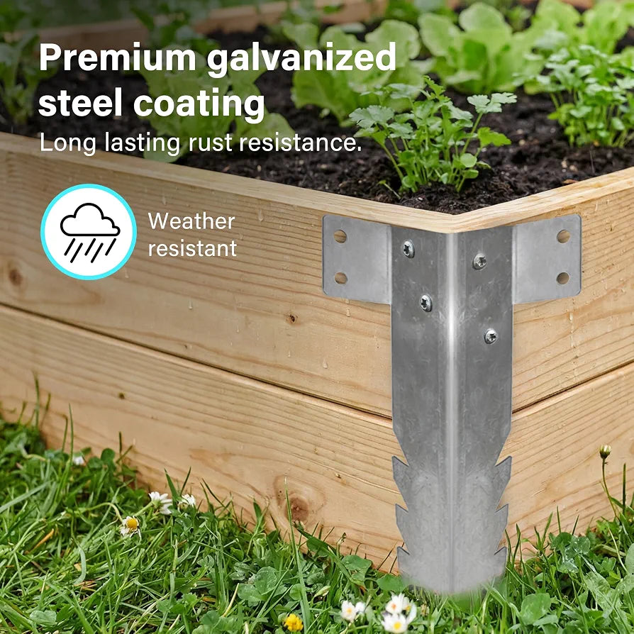 10 Pack Railway Sleeper Brackets, Heavy Duty Metal Sleeper Stakes, Galvanized Steel Jagged Stakes for Garden Edging, Timber Raised Beds, Driveway, Pathways & Retaining Walls