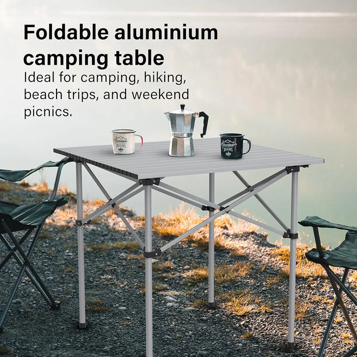 Portable Aluminium Camping Table, Lightweight Outdoor Table Folding Steel Frame with Roll Up Top Carry Bag, Compact Stable Foldable for Garden, Beach, Camping Hiking,Picnic 