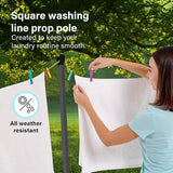 2.2M Extra Heavy Duty Square Washing Line Prop Pole Outdoor Galvanised Extendable Cloths Prop Pole Laundry Support Pole Extending pole Telescopic Support Strong Washing Line Support Grey Pack of 1