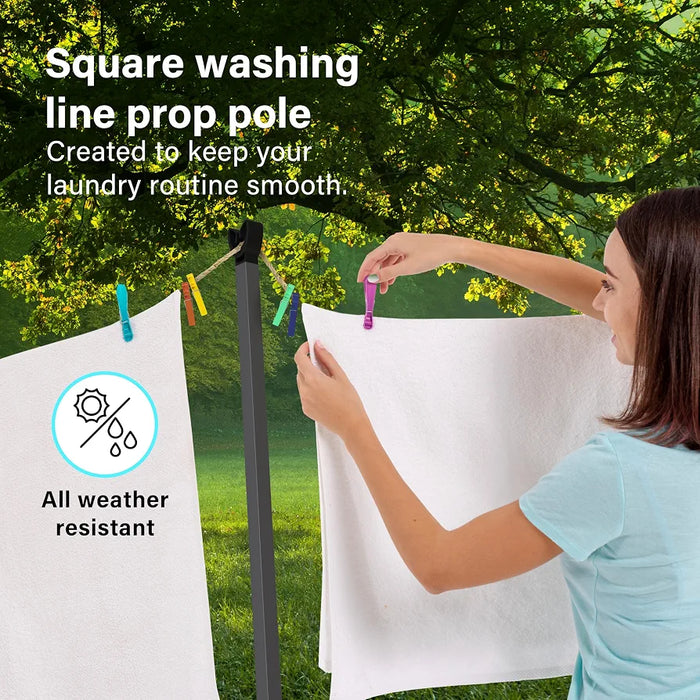2.2M Extra Heavy Duty Square Washing Line Prop Pole Outdoor Galvanised Extendable Cloths Prop Pole Laundry Support Pole Extending pole Telescopic Support Strong Washing Line Support Grey Pack of 1