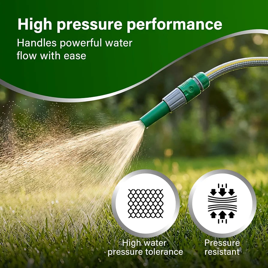 Garden Hose Pipe, 12.5mm x 30m Starter Set, Including 2 in 1 Faucet Tap Adapter, Hose End Quick Connector and Sprayer, Re-Enforced PVC Layering, Hard-Wearing Hosepipe for Outdoor Garden Car Washing