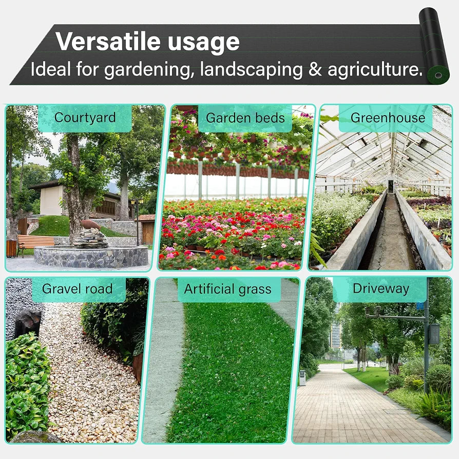 1m x 10m Heavy Duty Woven Weed Control Membrane Fabric for Landscaping, Driveways, and Garden Beds