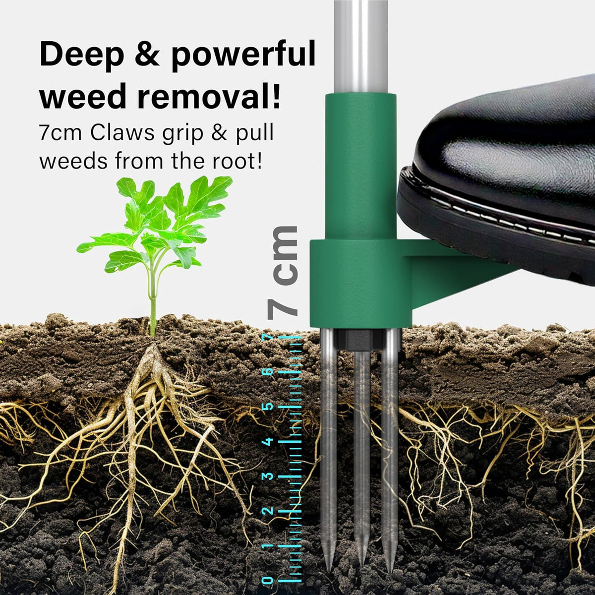 Stand-Up Weed Puller – 2 or 3 Claw Options Green
