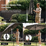 2.7m Tilting Parasol, Crank Up & Tilt Outdoor Garden Parasol Umbrella, Waterproof Sun Shade Canopy UV30+ Polyester Canopy, 38mm Parasol Pole, Air Vent, Steel Frame for Patio, Garden & Balcony