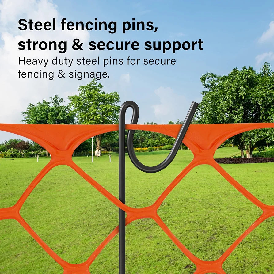 Fencing Pin 1.15m Long 8mm Thick Pins, Steel Fencing Road Rod, Garden Metal Fence Stakes for Temporary Outdoor Garden Fencing and Signage 