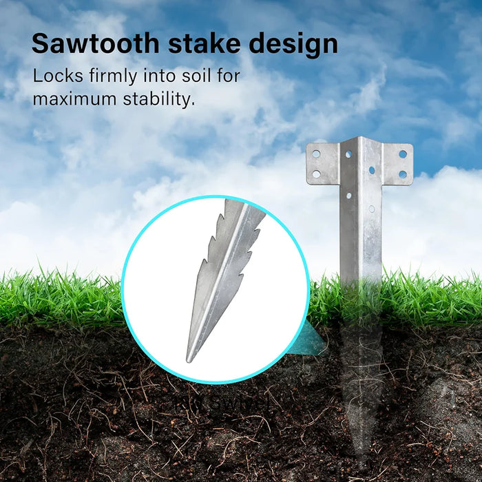 10 Pack Railway Sleeper Brackets, Heavy Duty Metal Sleeper Stakes, Galvanized Steel Jagged Stakes for Garden Edging, Timber Raised Beds, Driveway, Pathways & Retaining Walls