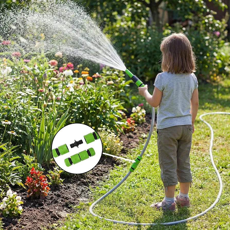 Garden Hose Connector Set 24 Pack | 1 Nozzle | 5 Hose End Connectors | 1 Hose Waterstop | 2 Double Male Snap | 2 Hosepipe Tap Fitting 1/2 & 3/4 Inch for Joining Hose Pipe