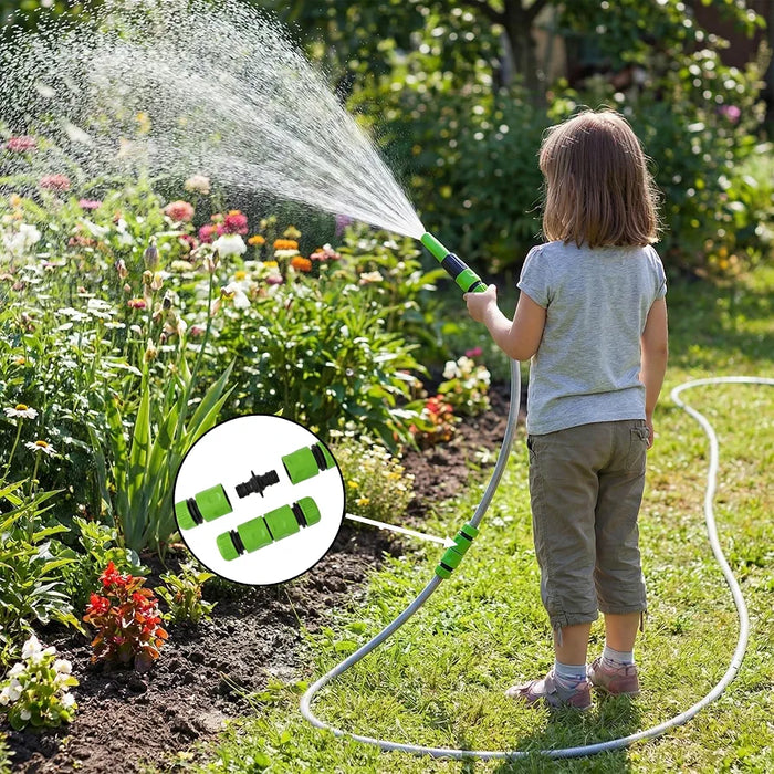 Garden Hose Connector Set 24 Pack | 1 Nozzle | 5 Hose End Connectors | 1 Hose Waterstop | 2 Double Male Snap | 2 Hosepipe Tap Fitting 1/2 & 3/4 Inch for Joining Hose Pipe