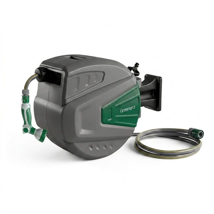 Retractable Garden Hose Reel 20m + 2m, Wall Mounted