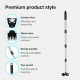 Weed Puller Tool with Long Handle, 148cm Weed Remover, 2-in-1 Gardening Hand Tools with Glove, Weeder Rake & Garden Hoe Combo, Manual Weeding Tool for Garden Yard Patio Lawn