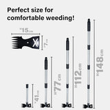 Weed Puller Tool with Long Handle, 148cm Weed Remover, 2-in-1 Gardening Hand Tools with Glove, Weeder Rake & Garden Hoe Combo, Manual Weeding Tool for Garden Yard Patio Lawn