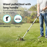 Weed Puller Tool with Long Handle, 148cm Weed Remover, 2-in-1 Gardening Hand Tools with Glove, Weeder Rake & Garden Hoe Combo, Manual Weeding Tool for Garden Yard Patio Lawn